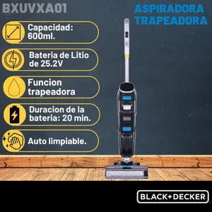 Aspiradora y Trapeadora Black & Decker Inalámbrica Duo Pro Max