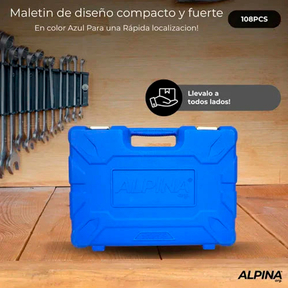 Kit de Herramientas Combinadas Alpina 108 Piezas en Caja de Transporte