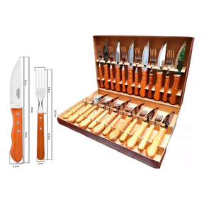 Juego De Cubiertos Churrasco Tramontina Jumbo 24 Piezas Color Marrón