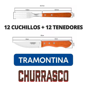 Juego De Cubiertos Churrasco Tramontina Jumbo 24 Piezas Color Marrón