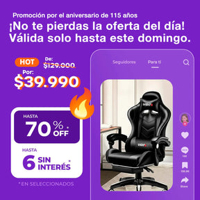 Silla Gamer Vidita Gx2000 Ergonómica Presidencial Reclinable Con Reposapiés Videojuego Pc Profesional