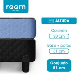 Conjunto Colchón de Espuma y Sommier Room 2 Plazas + 2 Almohadas