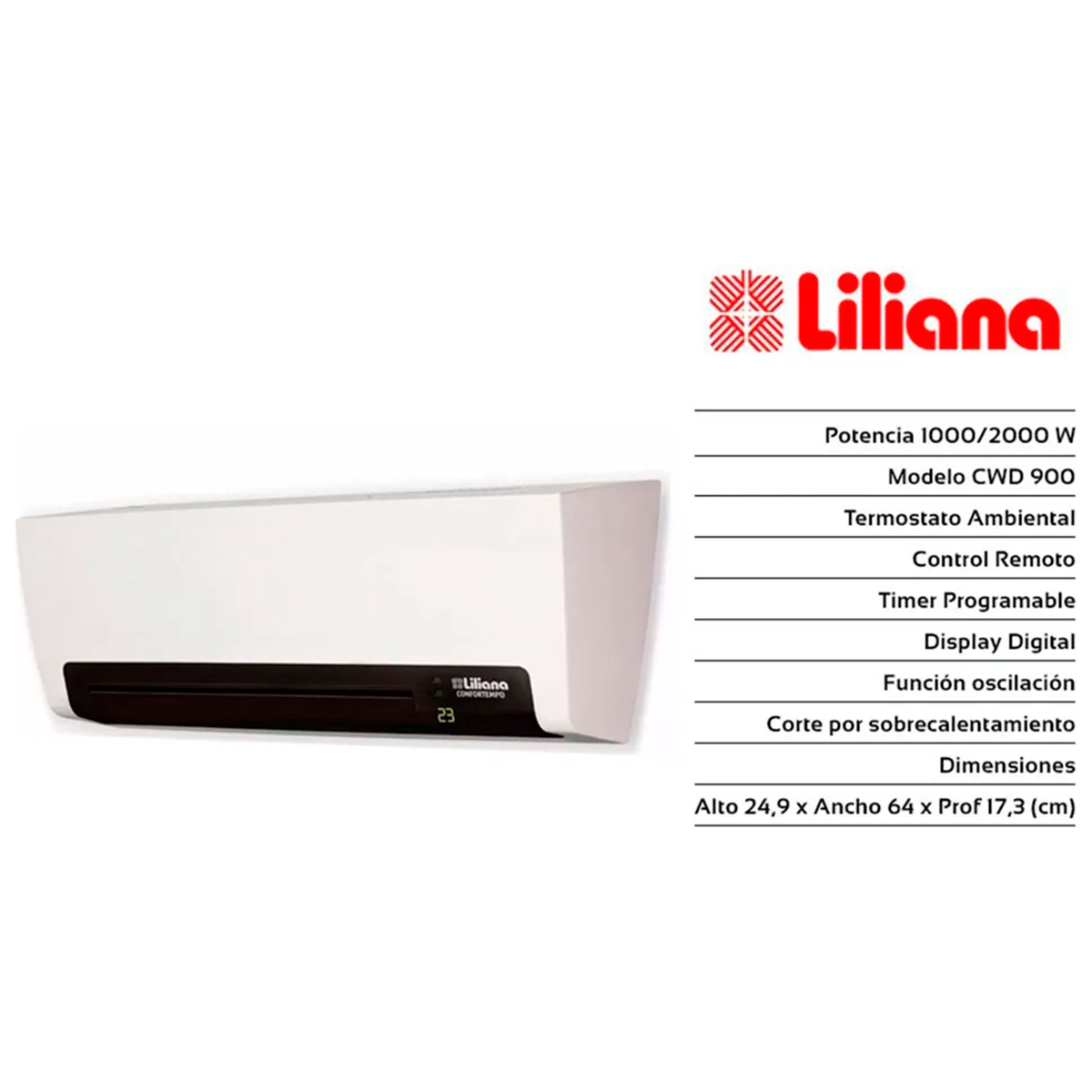 Caloventor Liliana Split Con Turbina Confortempo Blanco