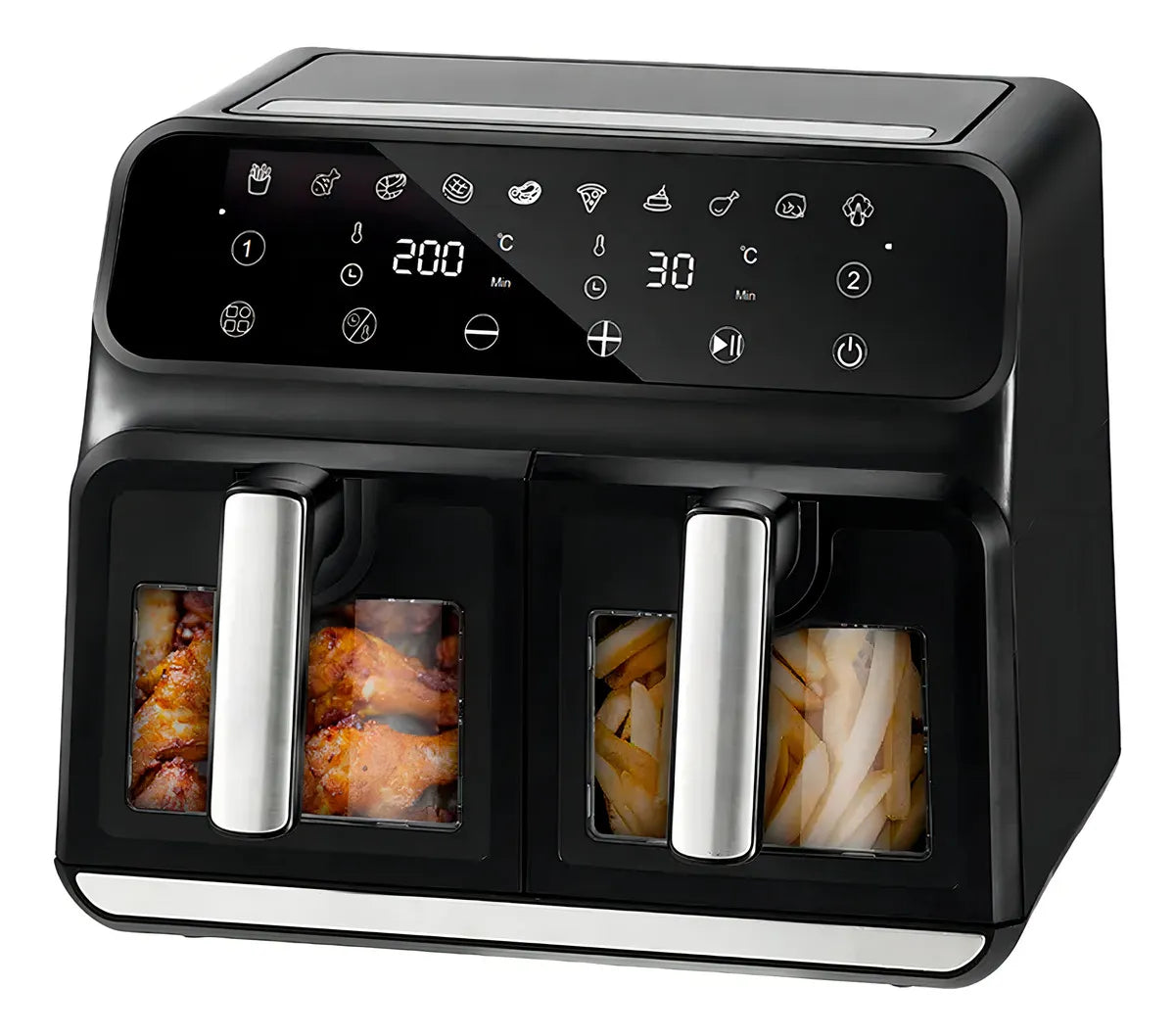 Freidora de Aire Novohome Digital 8Lts Doble Canastos 4+4 1700W NH-AF DUAL 100W