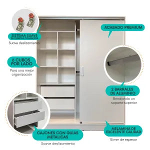 Placard Ropero 140x180 cm Diseños Modernos Blanco