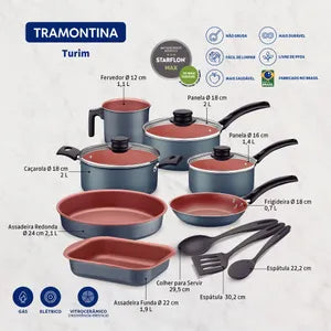 Batería de Cocina Tramontina Turim 10 Piezas 20298/614 Negro