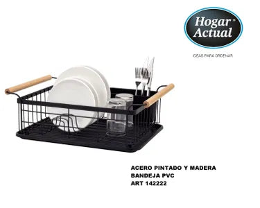 Escurre Platos Cocina Acero Pintado Hogar Actual Negro